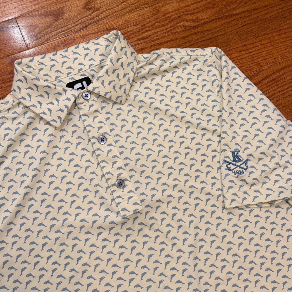FootJoy Knickerbocker Country Club Golf Polo Shirt Mens Small Dolphin Print AOP